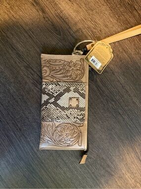 STS Ranchwear Tan and Brown Embossed Western Wallet